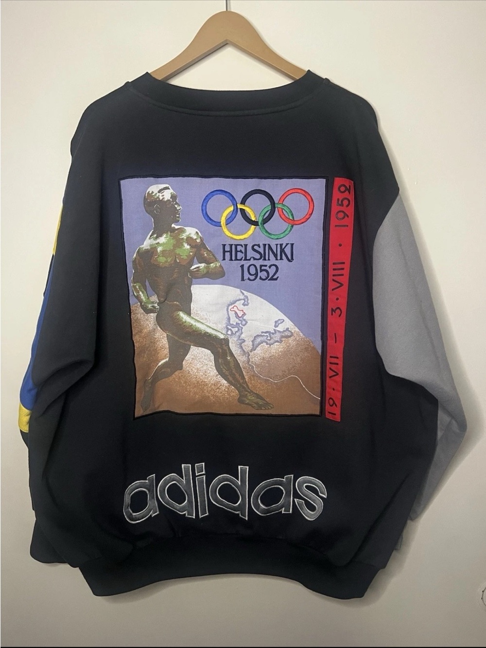 Vintage 80s Adidas 1956 Stockholm Helsinki Olympics Sweatshirt XL *FLAWS* - Picture 7 of 8